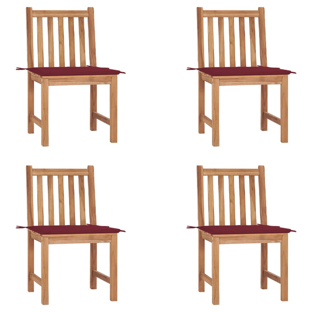 Zahradní Židle S Poduškami 4 Ks Masivní Teak