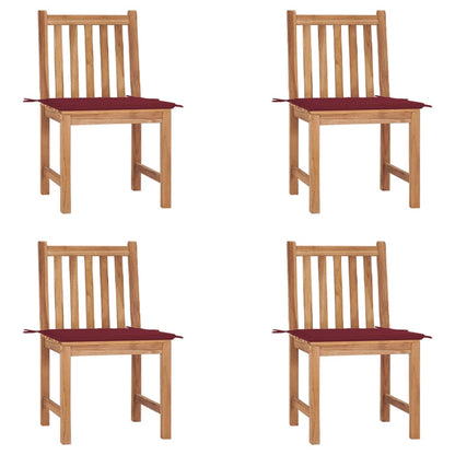 Zahradní Židle S Poduškami 4 Ks Masivní Teak