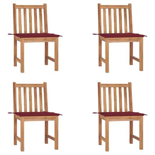 Zahradní Židle S Poduškami 4 Ks Masivní Teak
