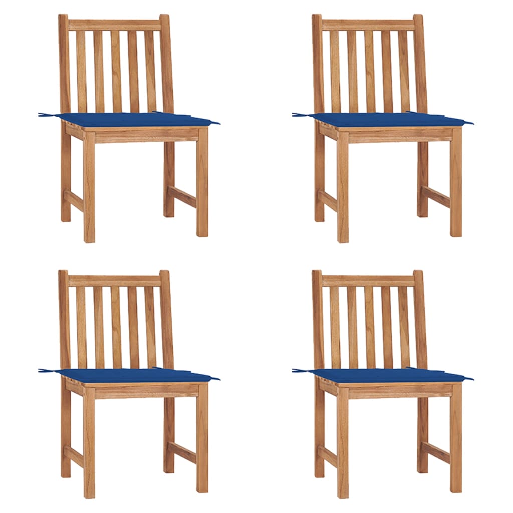 Zahradní Židle 4 Ks S Poduškami Masivní Teak