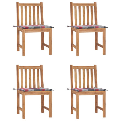 Zahradní Židle 4 Ks S Poduškami Masivní Teak