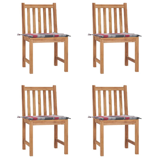 Zahradní Židle 4 Ks S Poduškami Masivní Teak