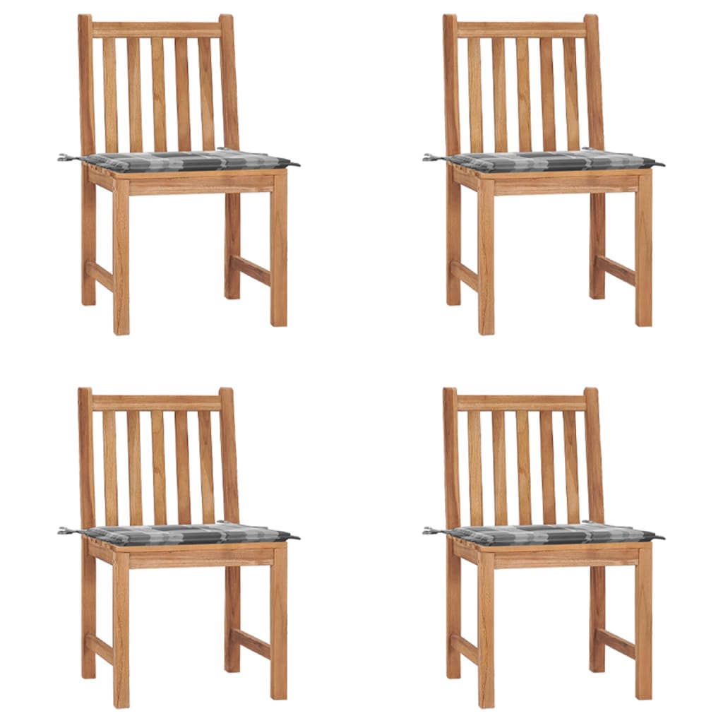 Zahradní Židle 4 Ks S Poduškami Masivní Teak