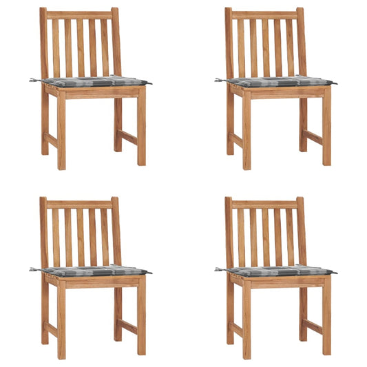 Zahradní Židle 4 Ks S Poduškami Masivní Teak