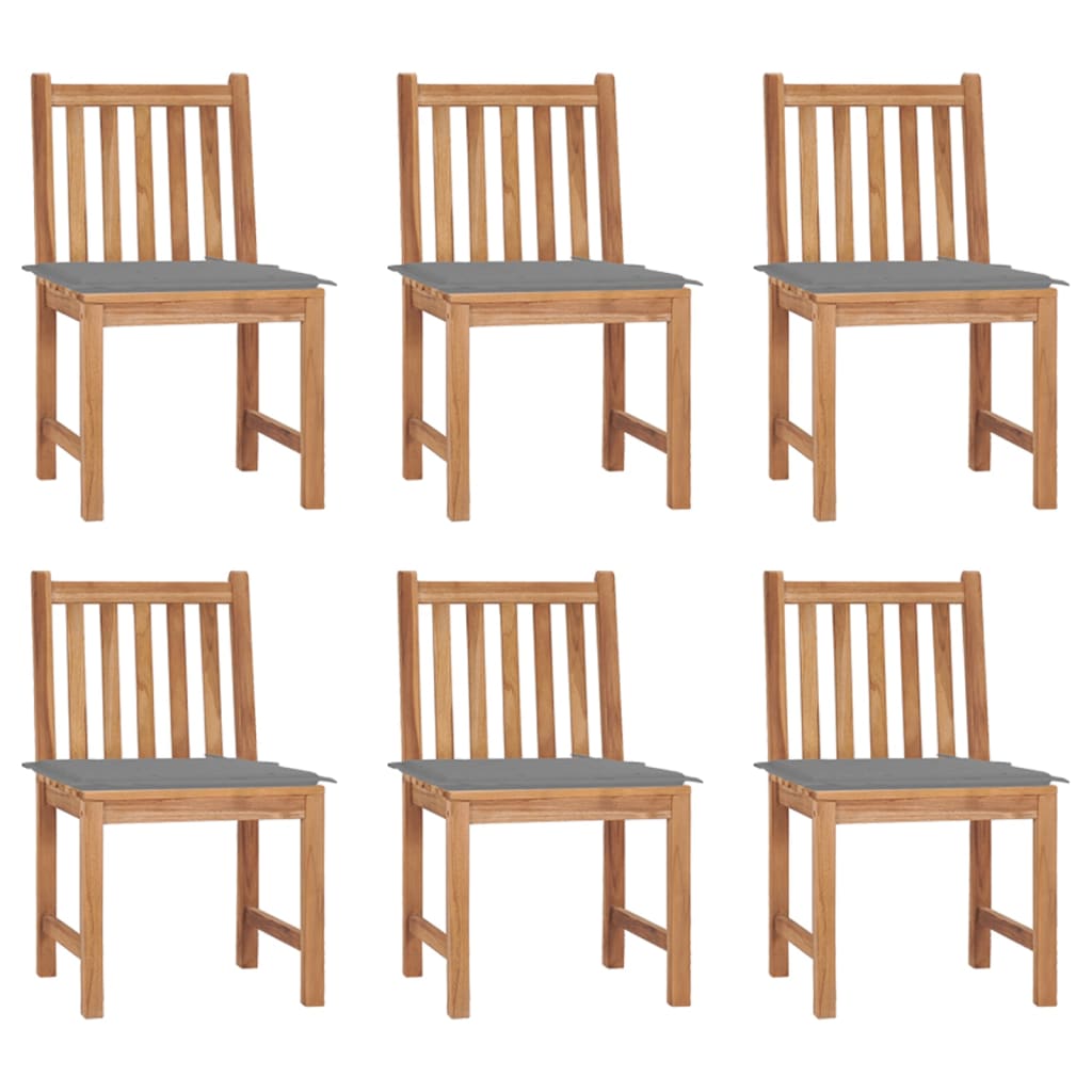 Zahradní Židle 6 Ks S Poduškami Masivní Teak