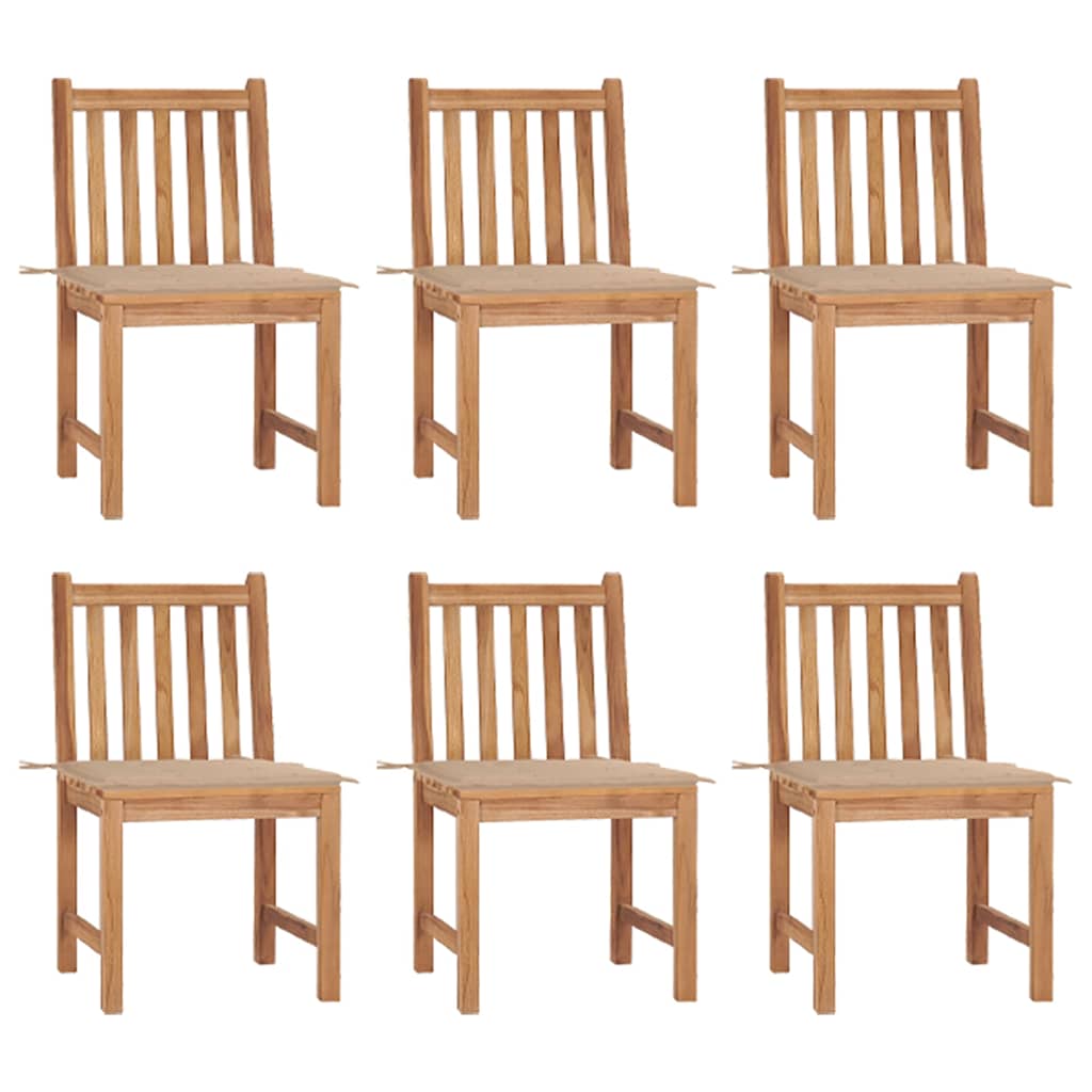 Zahradní Židle 6 Ks S Poduškami Masivní Teak