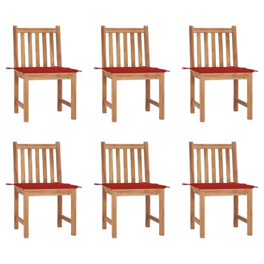 Zahradní Židle 6 Ks S Poduškami Masivní Teak