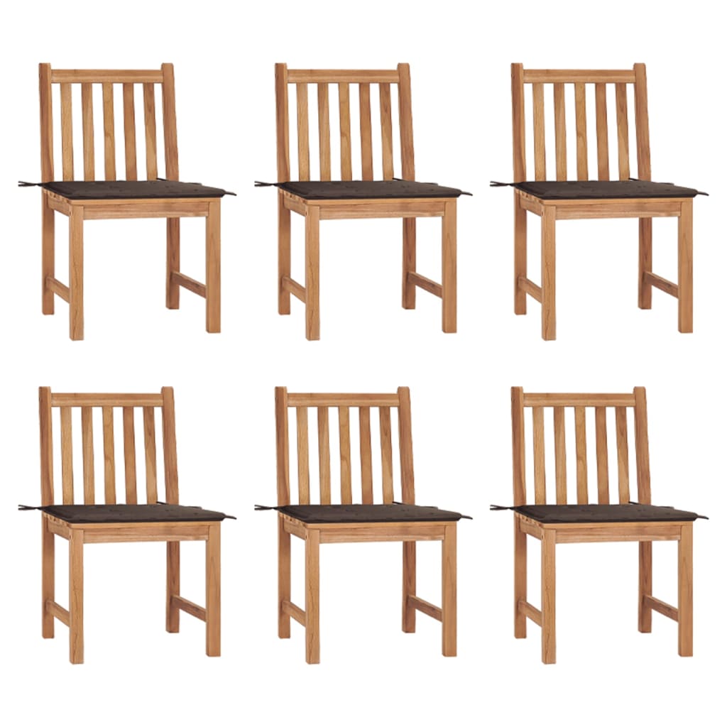 Zahradní Židle 6 Ks S Poduškami Masivní Teak