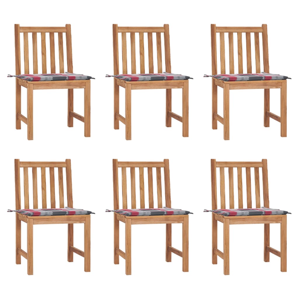 Zahradní Židle 6 Ks S Poduškami Masivní Teak
