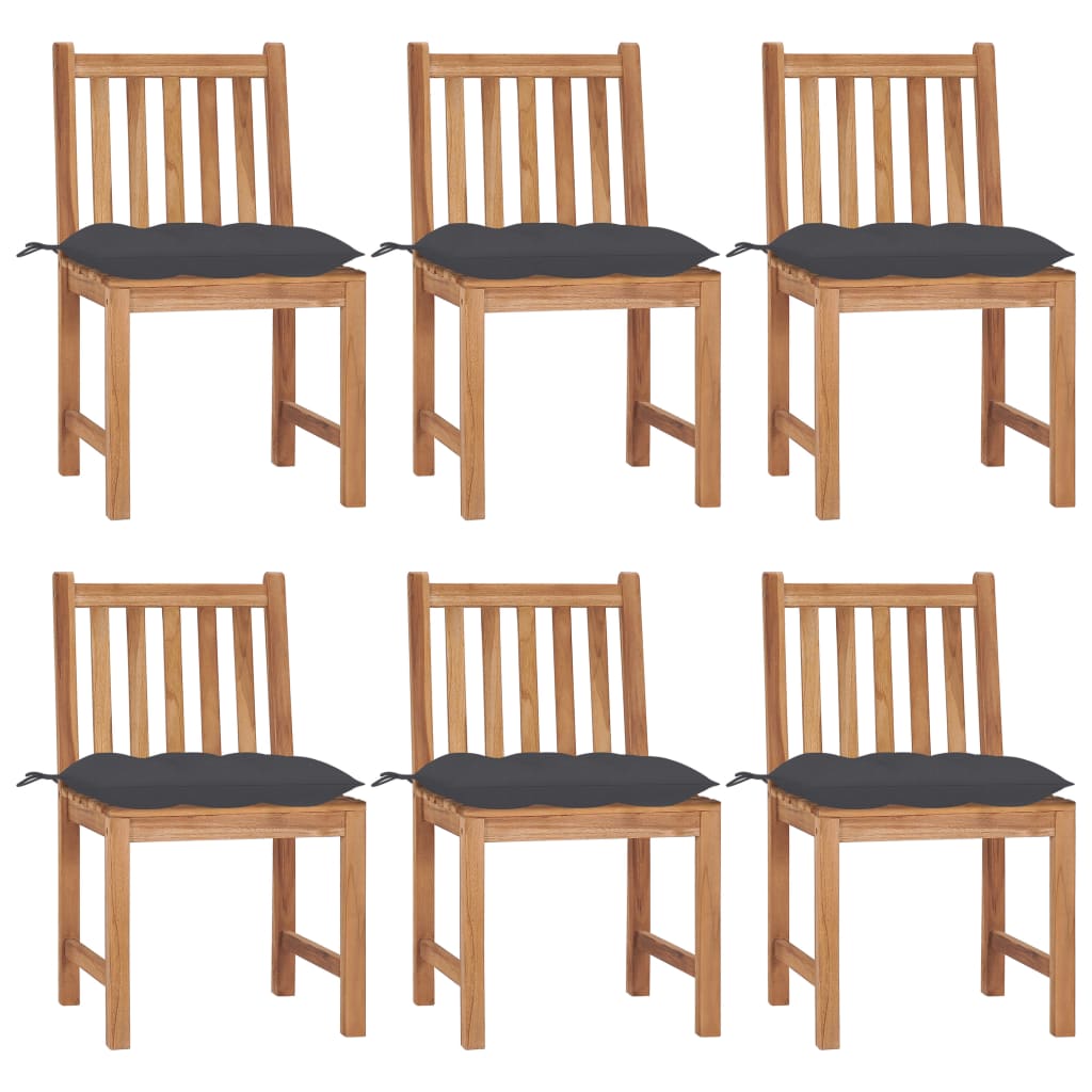 Zahradní Židle 6 Ks S Poduškami Masivní Teak