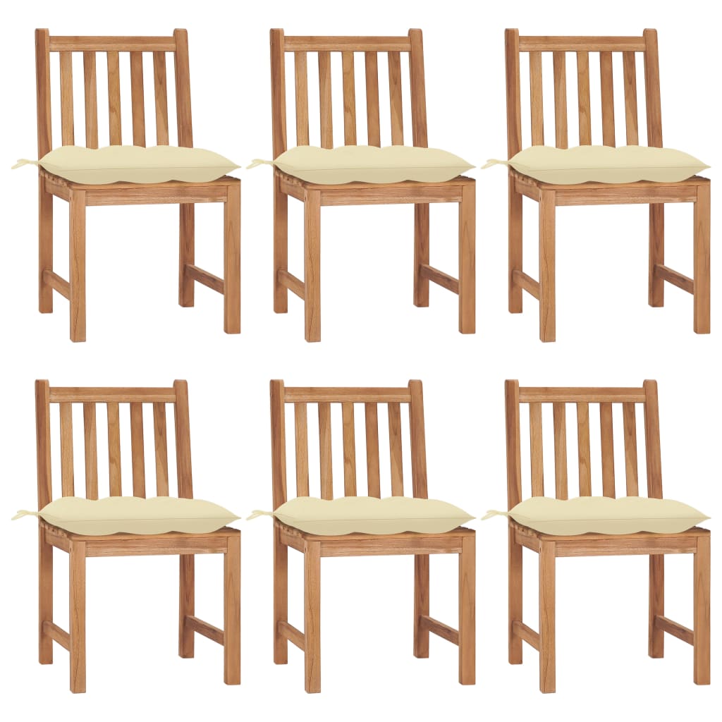Zahradní Židle 6 Ks S Poduškami Masivní Teak