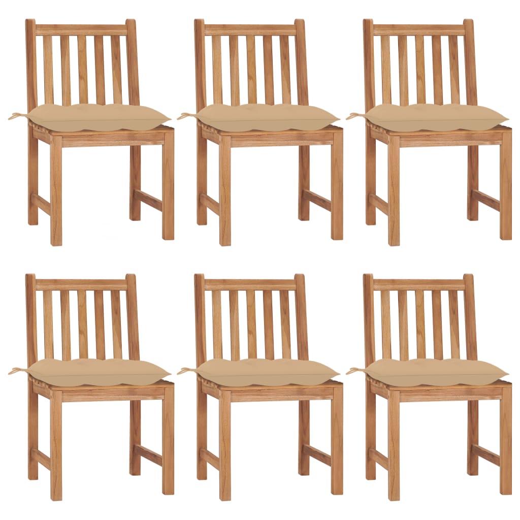 Zahradní Židle 6 Ks S Poduškami Masivní Teak