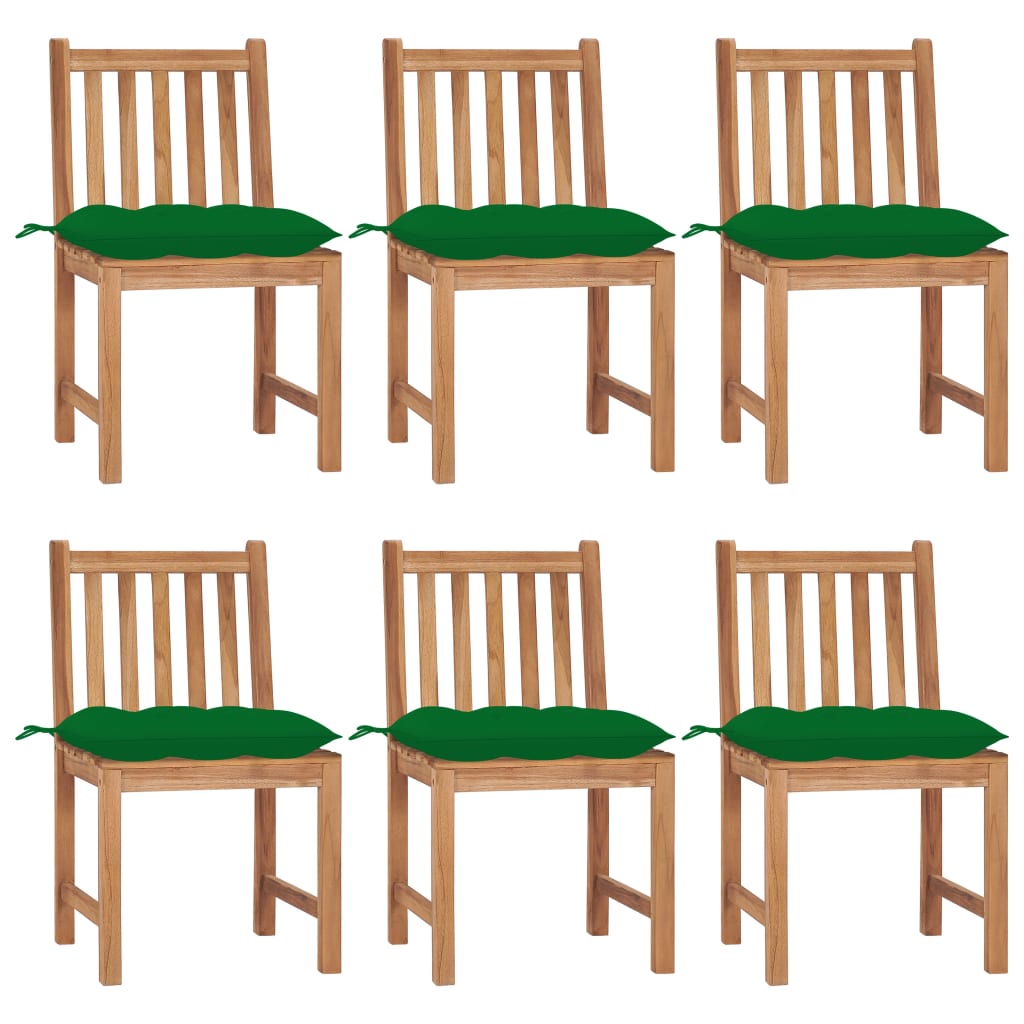 Zahradní Židle 6 Ks S Poduškami Masivní Teak