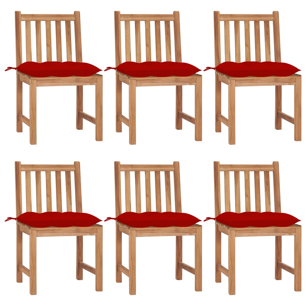 Zahradní Židle 6 Ks S Poduškami Masivní Teak