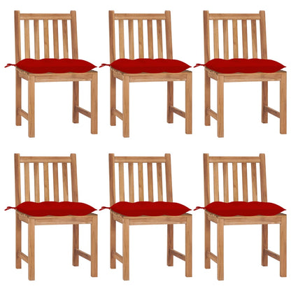 Zahradní Židle 6 Ks S Poduškami Masivní Teak