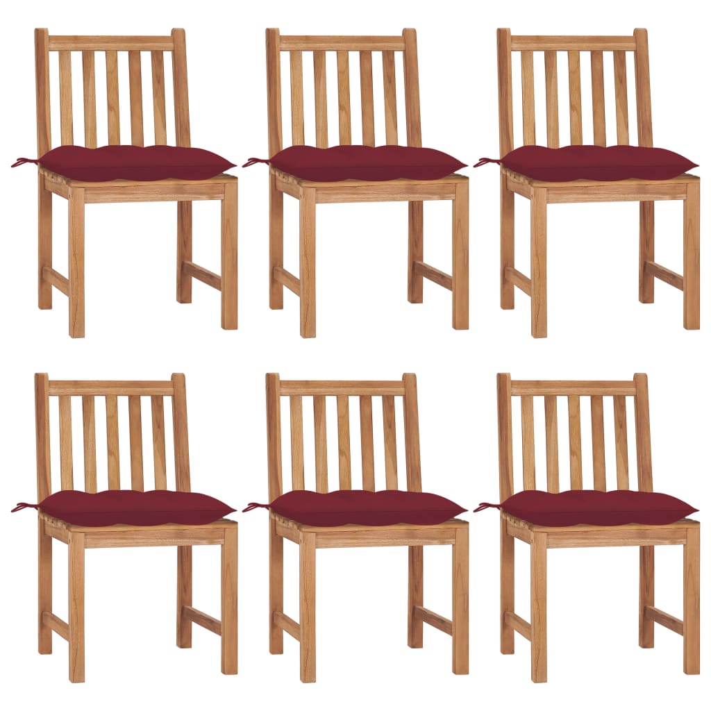 Zahradní Židle 6 Ks S Poduškami Masivní Teak