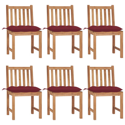 Zahradní Židle 6 Ks S Poduškami Masivní Teak