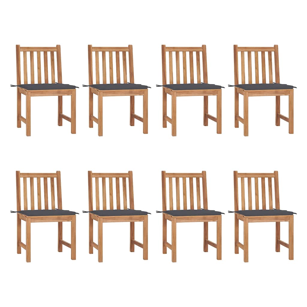 Zahradní Židle S Poduškami 8 Ks Masivní Teak