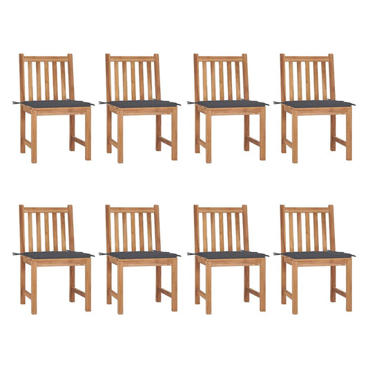 Zahradní Židle S Poduškami 8 Ks Masivní Teak