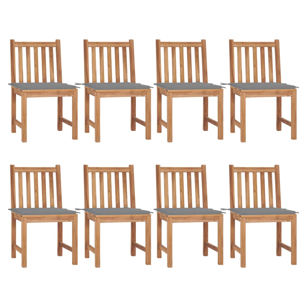 Zahradní Židle S Poduškami 8 Ks Masivní Teak