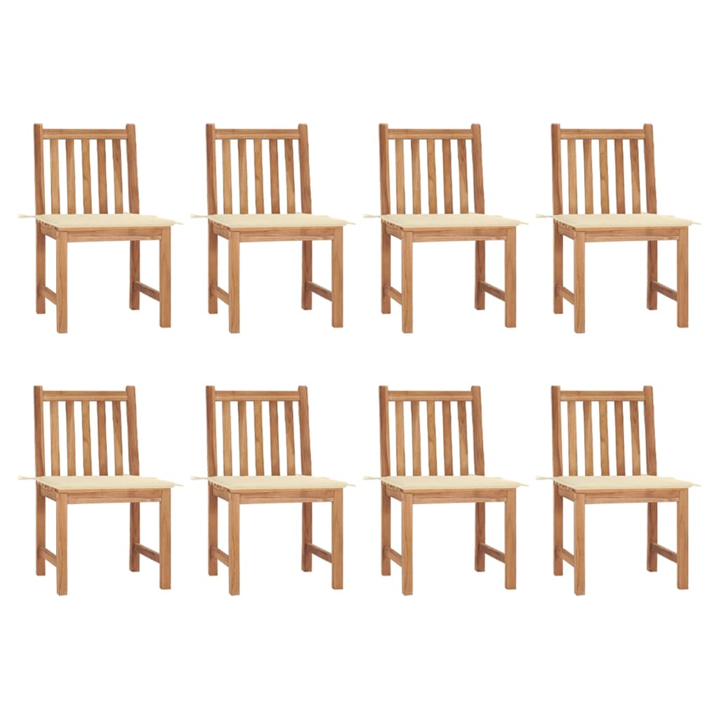 Zahradní Židle S Poduškami 8 Ks Masivní Teak