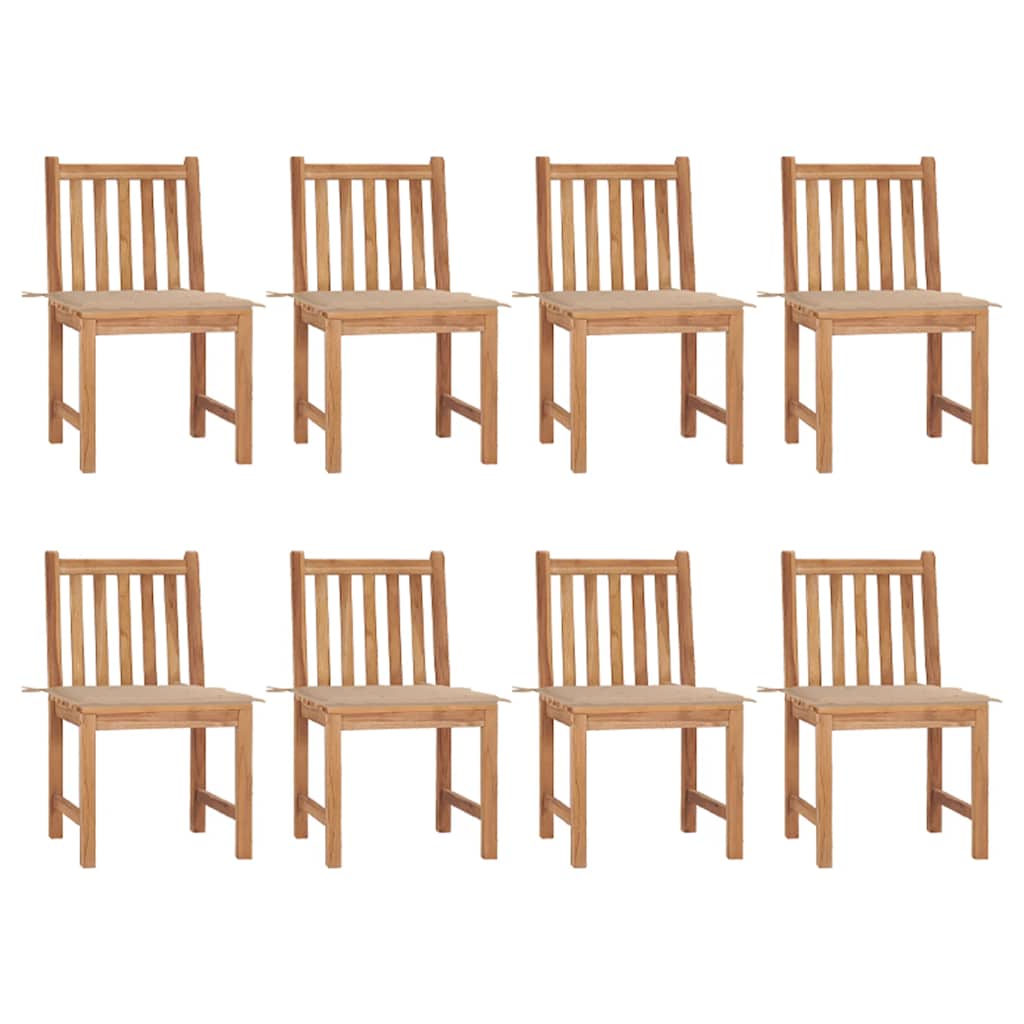 Zahradní Židle 8 Ks S Poduškami Masivní Teak