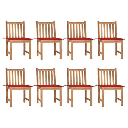 Zahradní Židle S Poduškami 8 Ks Masivní Teak