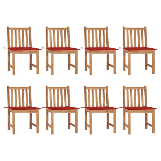 Zahradní Židle S Poduškami 8 Ks Masivní Teak