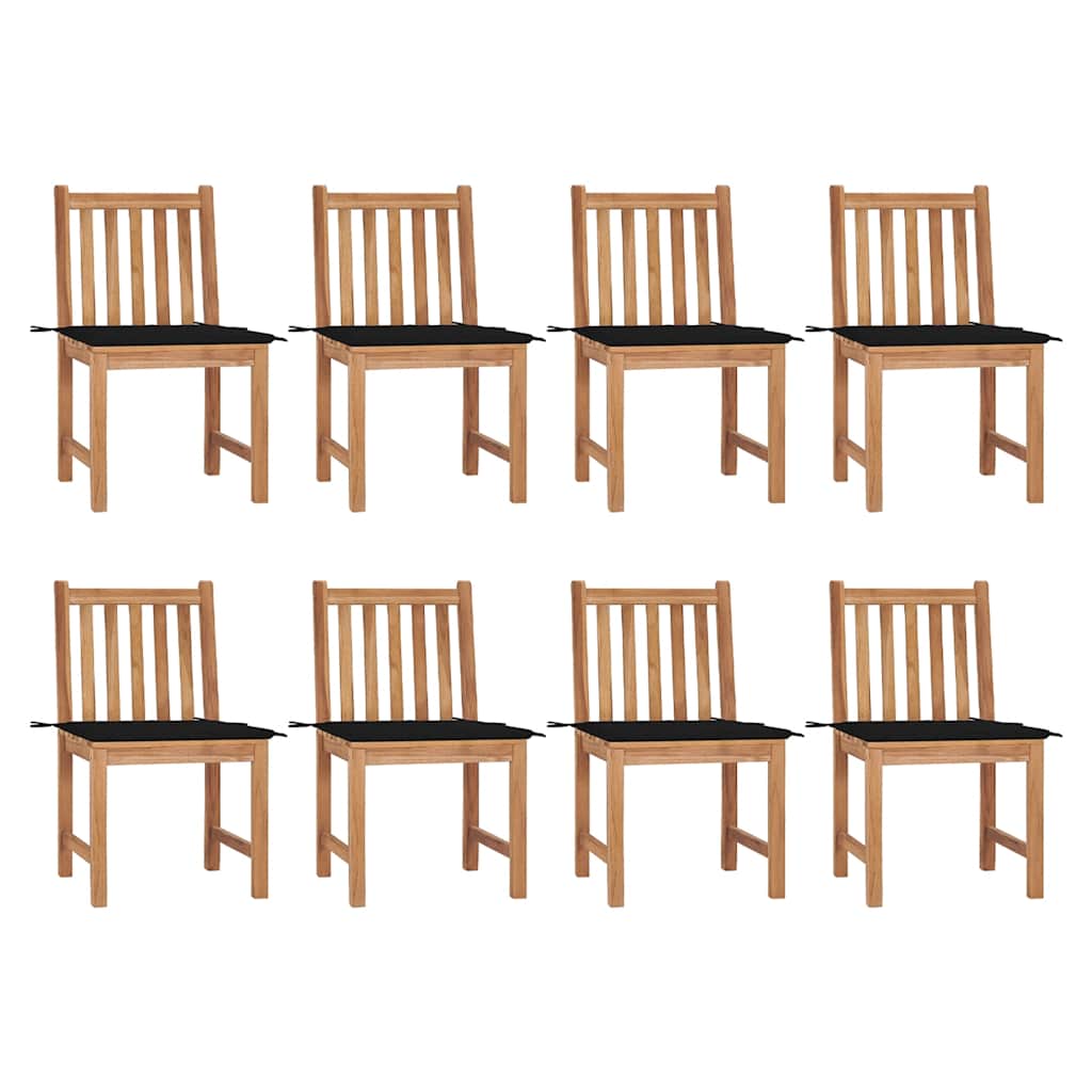 Zahradní Židle S Poduškami 8 Ks Masivní Teak