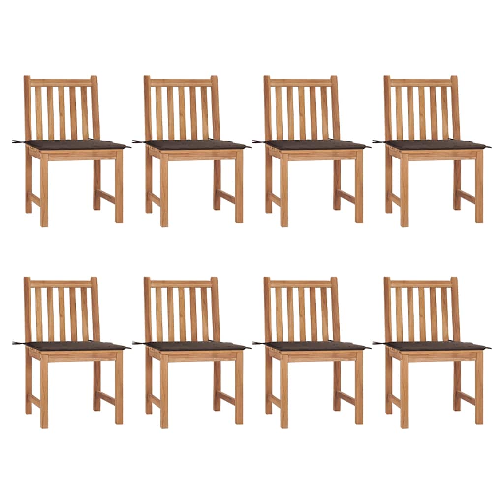 Zahradní Židle S Poduškami 8 Ks Masivní Teak
