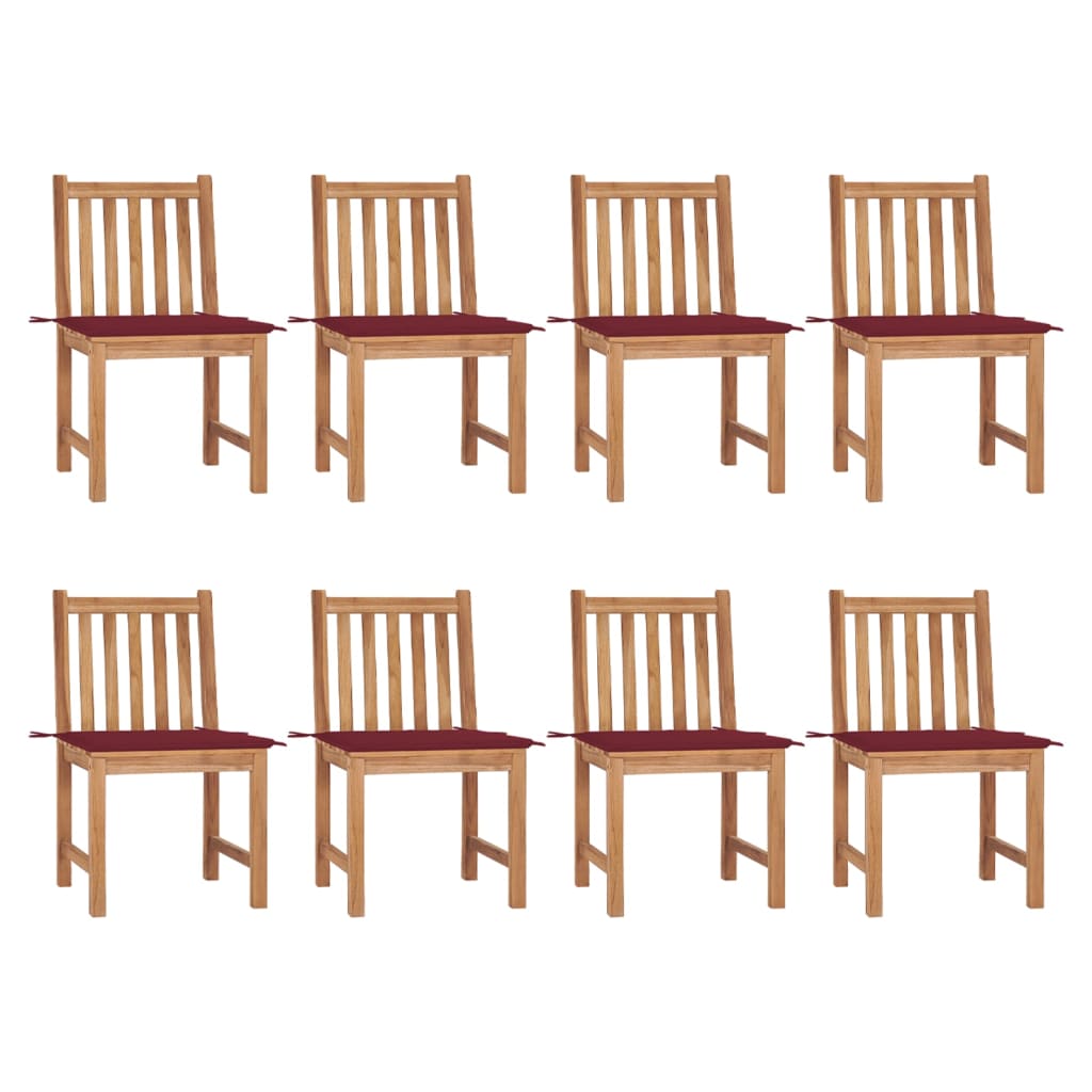 Zahradní Židle S Poduškami 8 Ks Masivní Teak