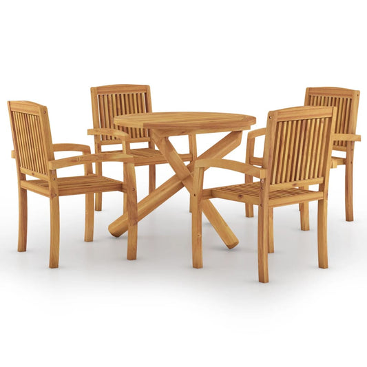 5Dílný Zahradní Jídelní Set Masivní Teakové Dřevo
