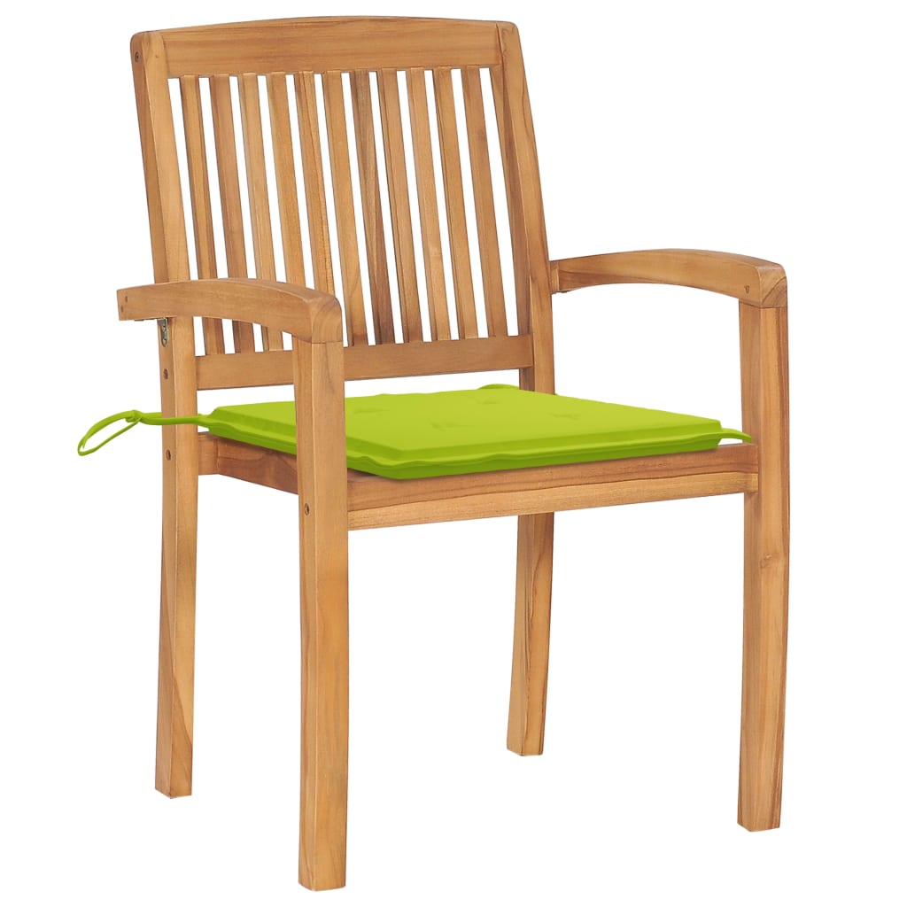 Stohovací Zahradní Židle S Poduškami 4 Ks Masivní Teak