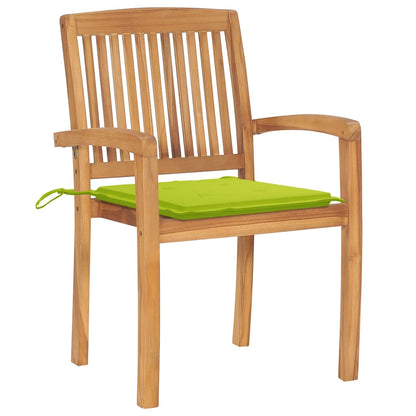 Stohovací Zahradní Židle S Poduškami 4 Ks Masivní Teak