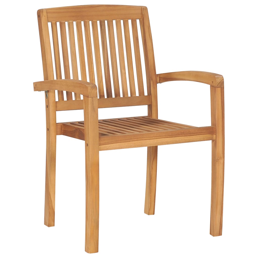 Stohovací Zahradní Židle S Poduškami 4 Ks Masivní Teak