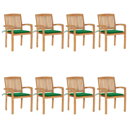 Stohovatelné Zahradní Židle S Poduškami 4 Ks Masivní Teak