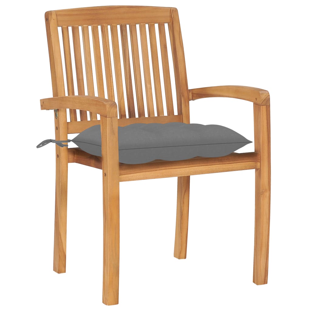 Stohovací Zahradní Židle S Poduškami 4 Ks Masivní Teak