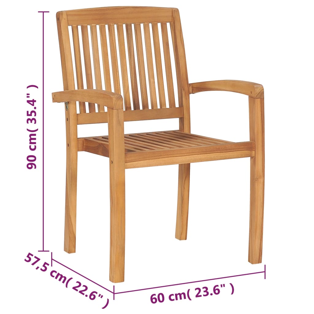 Stohovací Zahradní Židle S Poduškami 4 Ks Masivní Teak