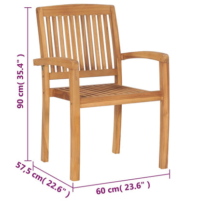 Stohovací Zahradní Židle S Poduškami 4 Ks Masivní Teak