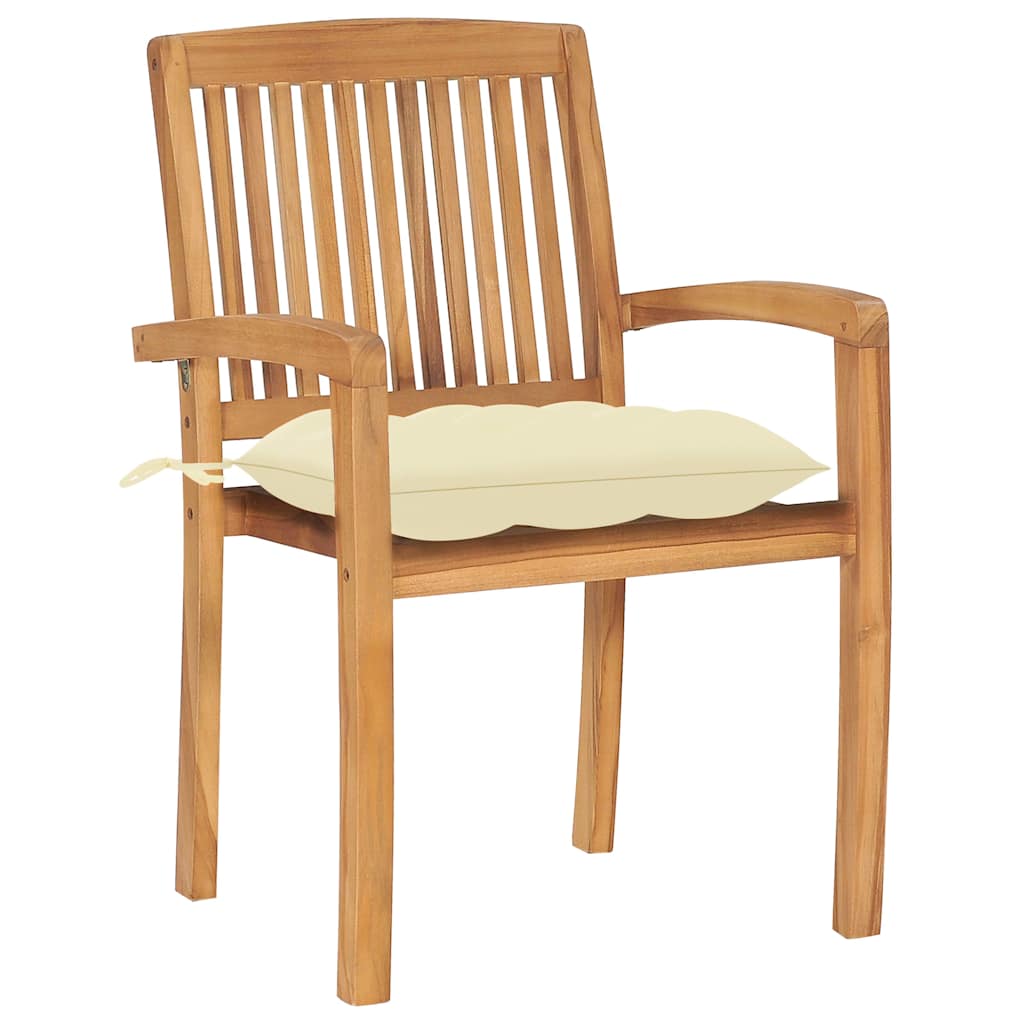 Stohovací Zahradní Židle S Poduškami 4 Ks Masivní Teak