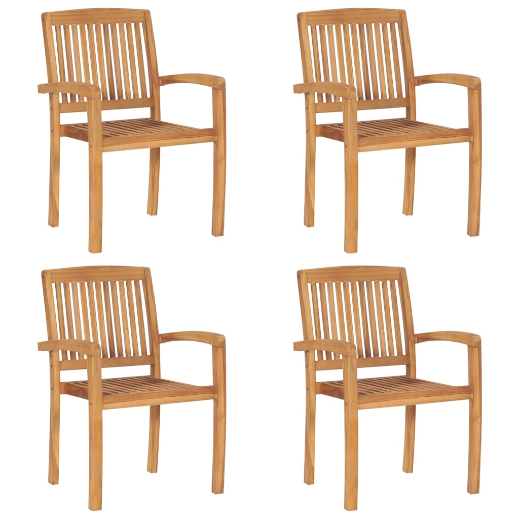 Stohovací Zahradní Židle S Poduškami 4 Ks Masivní Teak Světle Modrá