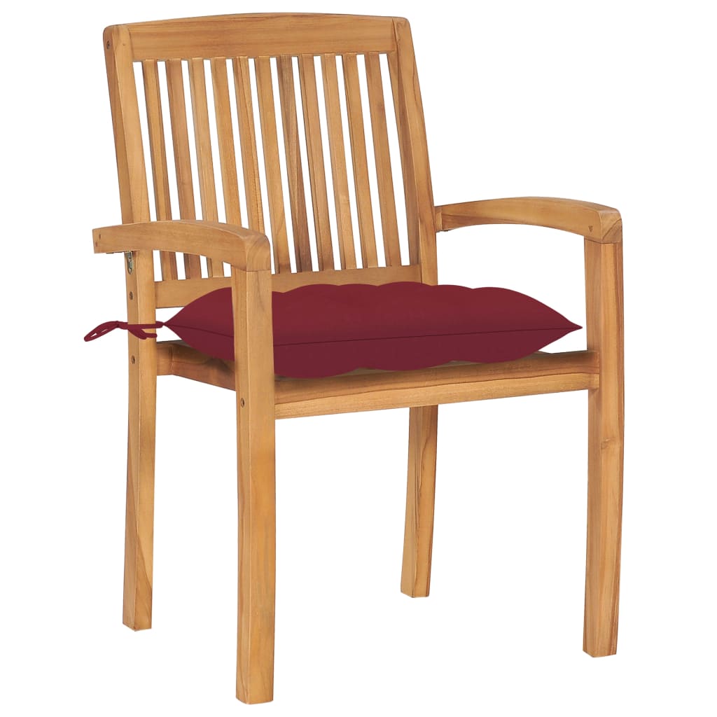 Stohovatelné Zahradní Židle S Poduškami 6 Ks Masivní Teak