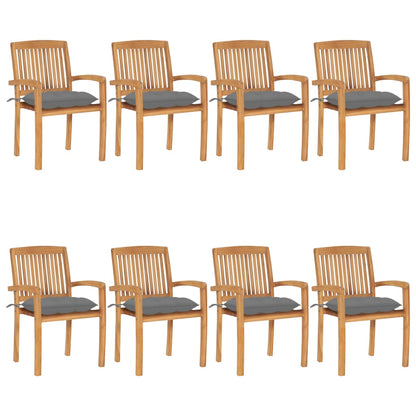 Stohovatelné Zahradní Židle S Poduškami 8 Ks Masivní Teak