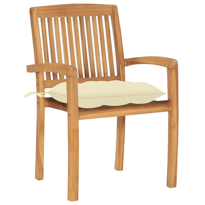 Stohovatelné Zahradní Židle S Poduškami 8 Ks Masivní Teak