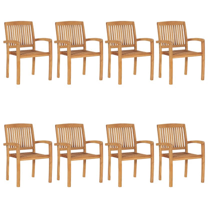 Stohovatelné Zahradní Židle S Poduškami 8 Ks Masivní Teak