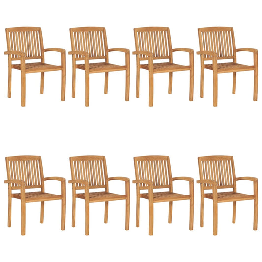 Stohovatelné Zahradní Židle S Poduškami 8 Ks Masivní Teak