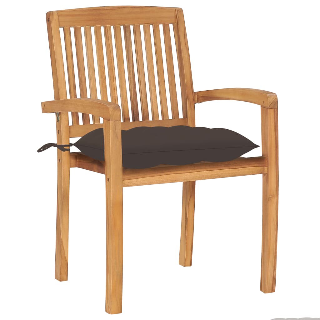 Stohovatelné Zahradní Židle S Poduškami 8 Ks Masivní Teak