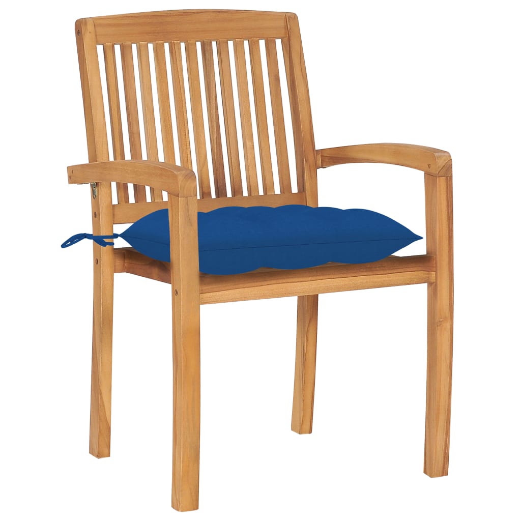 Stohovatelné Zahradní Židle S Poduškami 8 Ks Masivní Teak