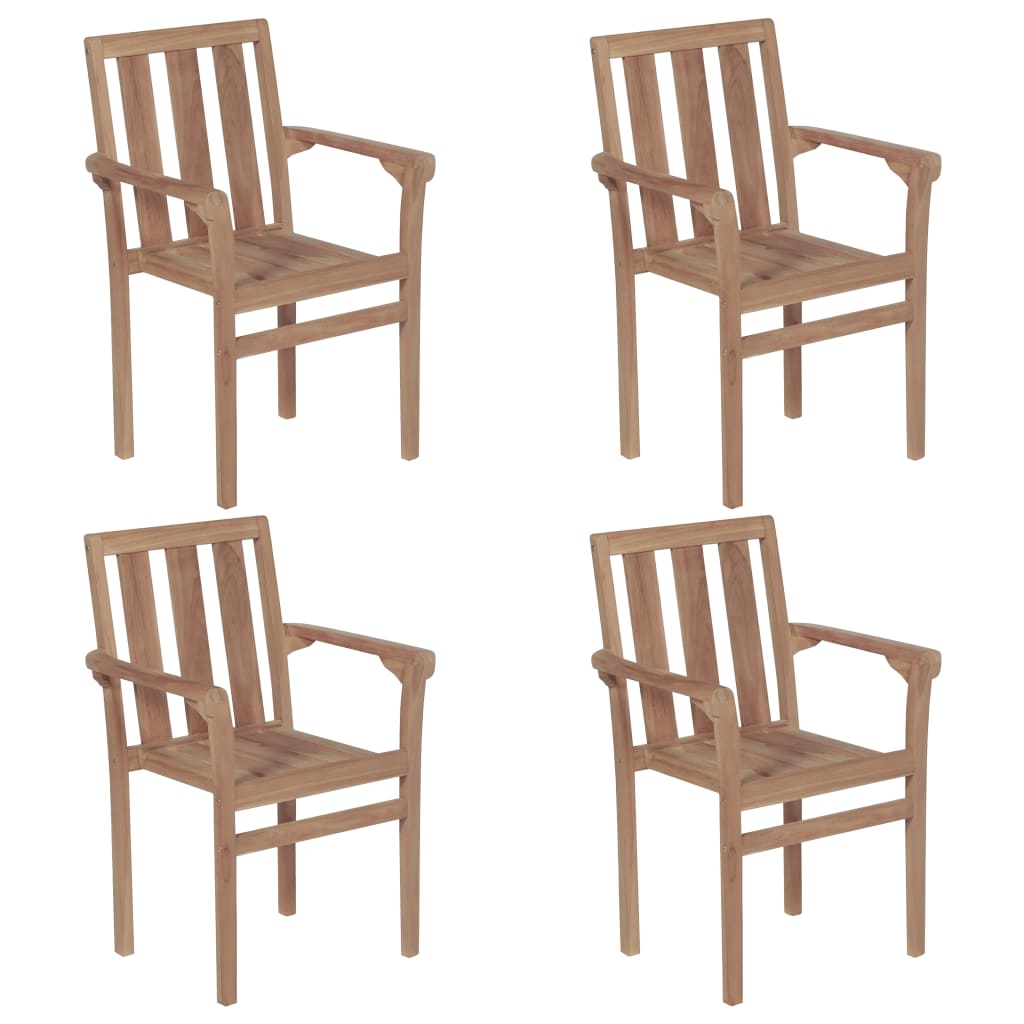 Stohovatelné Zahradní Židle 4 Ks Masivní Teak