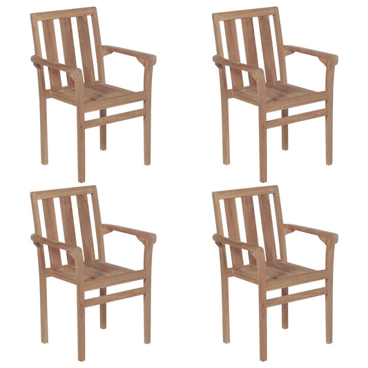 Stohovatelné Zahradní Židle 4 Ks Masivní Teak